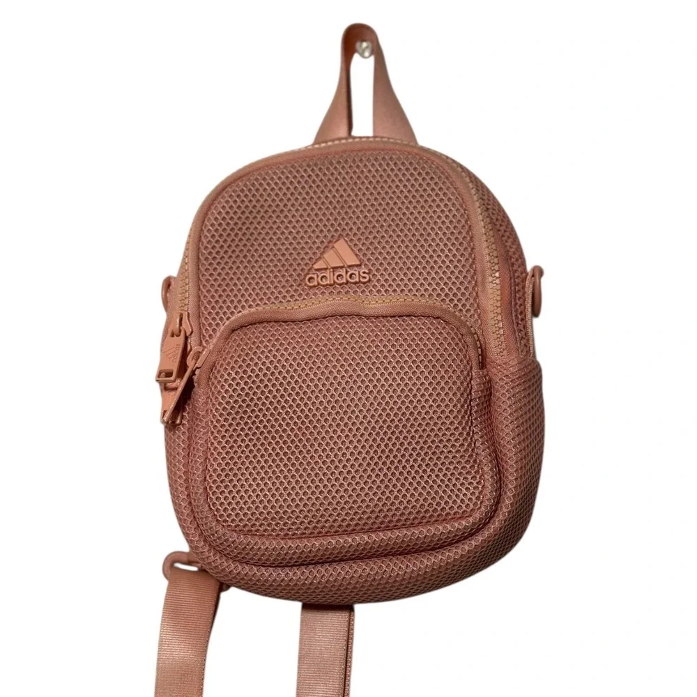 Adidas Air-Mesh Mini Backpack Pink Rose Sporty Adjustable Strap Small Bag Womens - Picture 2 of 9